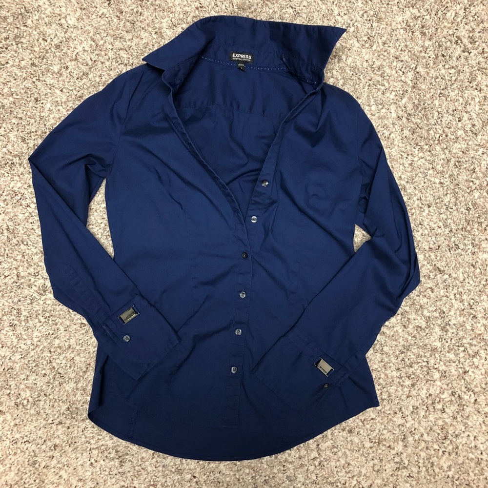 Express Button Down V-Neck Blouse